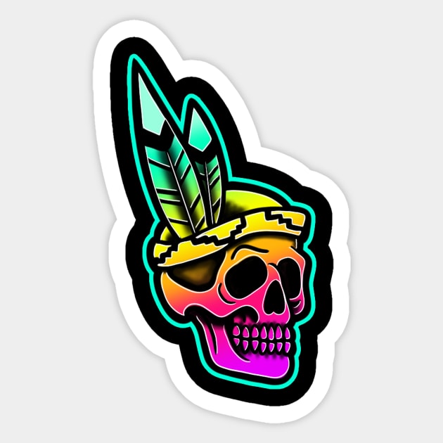 colorful native skull Sticker by Squatchyink